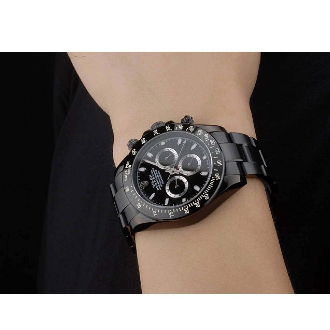 Rolex copies cheap Ion Strap Stainless Steel Dial Daytona 80247 Black Rolex Black Tachymeter Plated Black 0630